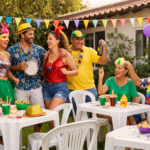 Mesas e cadeiras para carnaval em casa